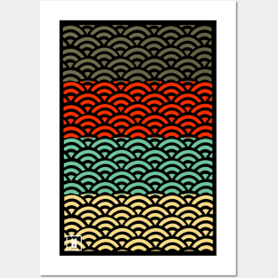 Retro Japanese Clouds Pattern RE:COLOR 06 Posters and Art